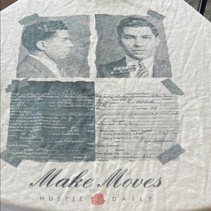 Make Moves Hustle Daily Graphic Tee - White with Gray Print Lucky Luciano